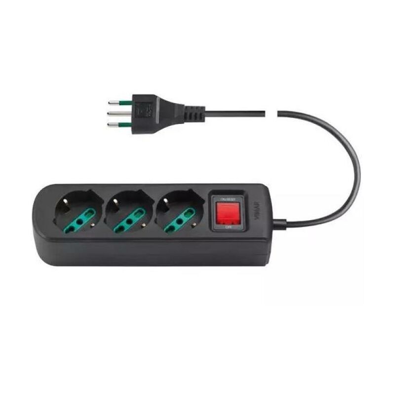 foto del prodotto vimar multipresa 3 prese universali s11 cbe nero 0r00637.cc