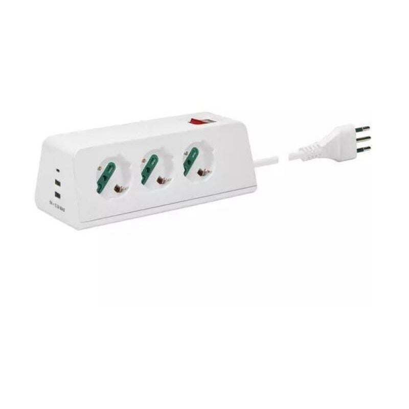 foto del prodotto vimar multipresa da scrivania 3 prese universali 3 usb s11 cbe bianco 00608.cc.b