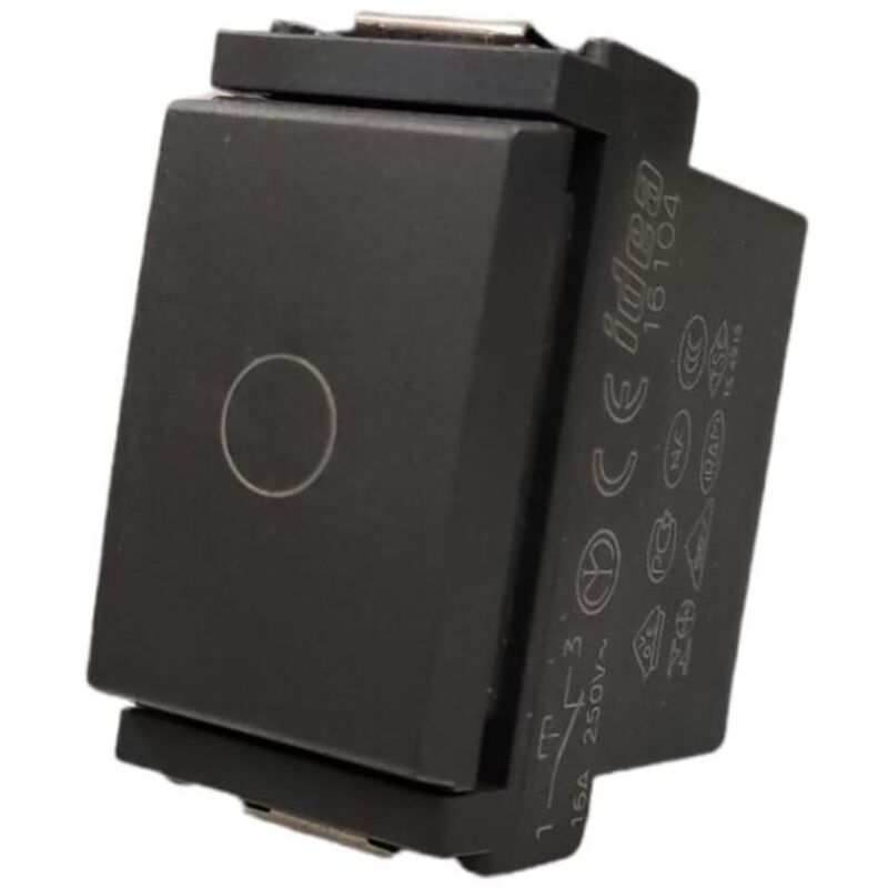 foto del prodotto vimar serie idea pulsante in aperturadi arresto 16a 250v grigio
