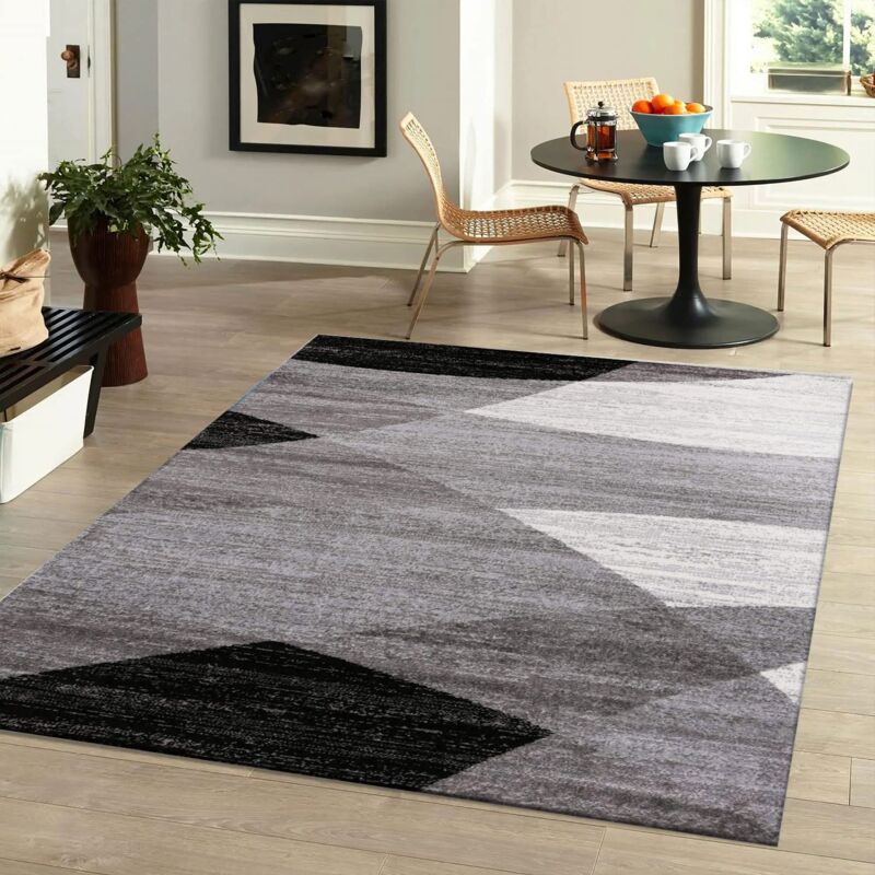 foto del prodotto vimoda moderno soggiorno tappeto disegno geometrico erica in marrone beige ko tex certificato nero, 60 cm x 110 cm