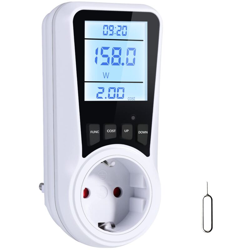 foto del prodotto vinabo misuratore consumo elettrico,contatore di potenza di corrent,16a 3680w italiana con schermo lcd,7 modalit di monitoraggio,protezione da