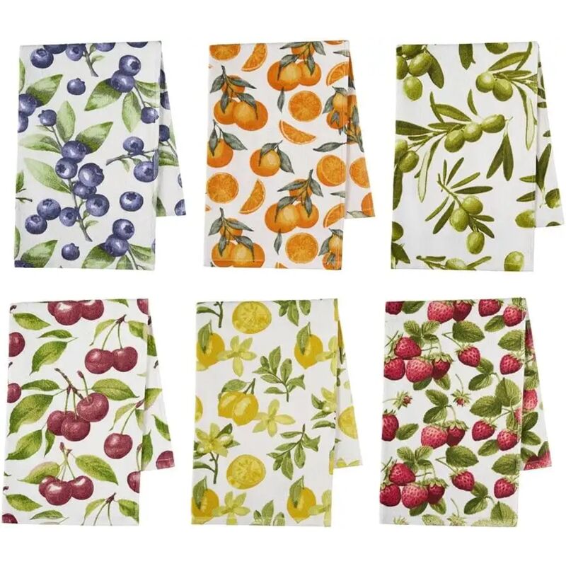 foto del prodotto vingi set 6 strofinacci cucina mediterraneo 70x45 cm, 100 cotone, alta qualit 