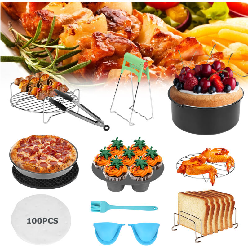 foto del prodotto vingo swanew 12 pezzi accessori friggitrice ad aria 8 zoll accessori per friggitrice ad aria compatibile per forno, microonde accessori in silicone