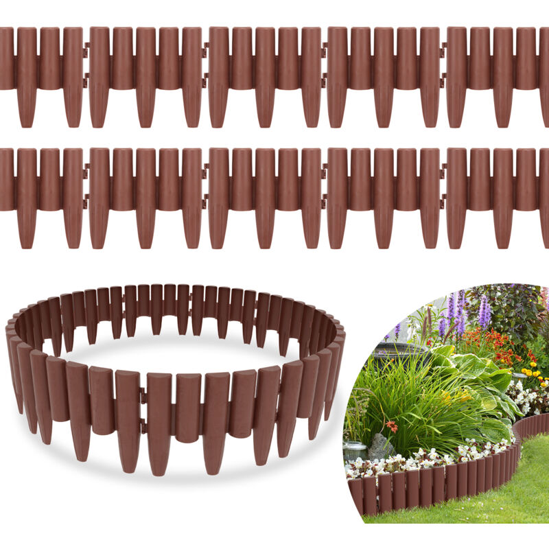 foto del prodotto vingo swanew 20 pezzi bordi per prato in legno bordi per prati bordi per letti in plastica per giardino, prato 5.6 m marrone