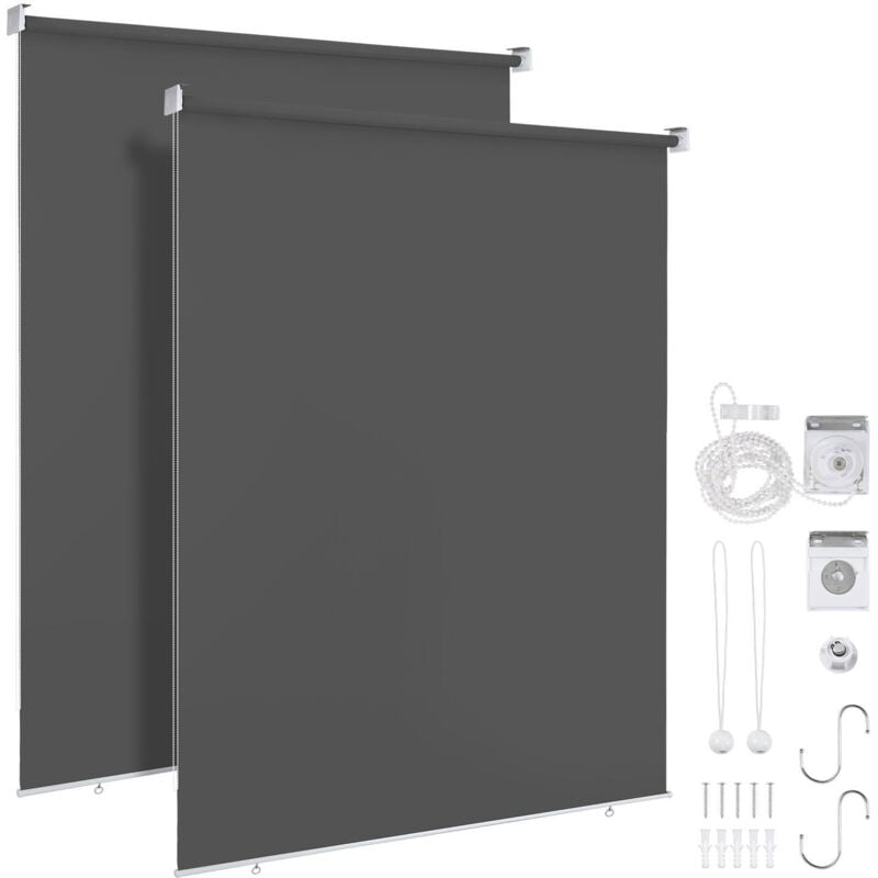 foto del prodotto vingo swanew 2x tenda verticale tenda da esterno per balcone tenda a rullo schermo retrattile da esterno protezione solare 100x240cm antracite