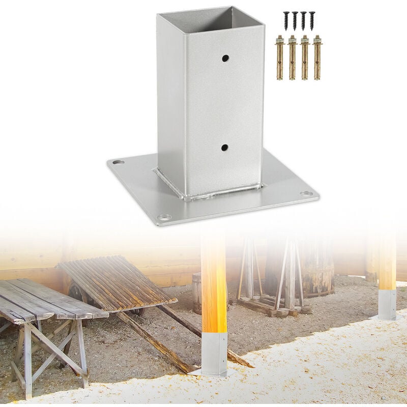 foto del prodotto vingo swanew 4x manicotto a vite quadrato supporto per recinzione ancoraggio in acciaio per carport 80x80mm