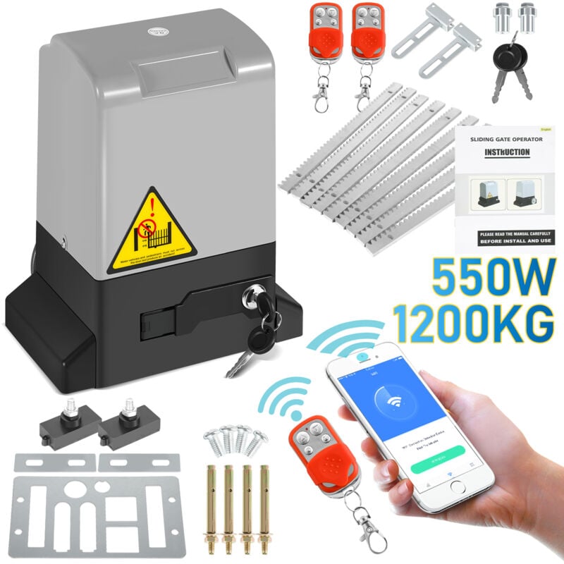 foto del prodotto vingo swanew apriporta scorrevole 370w, 800kg, kit apriporta di sicurezza con 2 chiavi e telecomando, cancello scorrevole elettrico con funzione