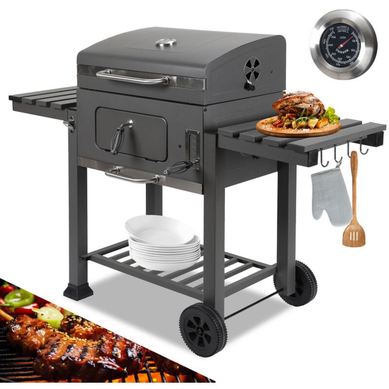 foto del prodotto vingo swanew barbecue a carbone da giardino pieghevole vassoio doppio 2 tavolini pieghevoli e 8 ganci 13967107,5 cm xxl