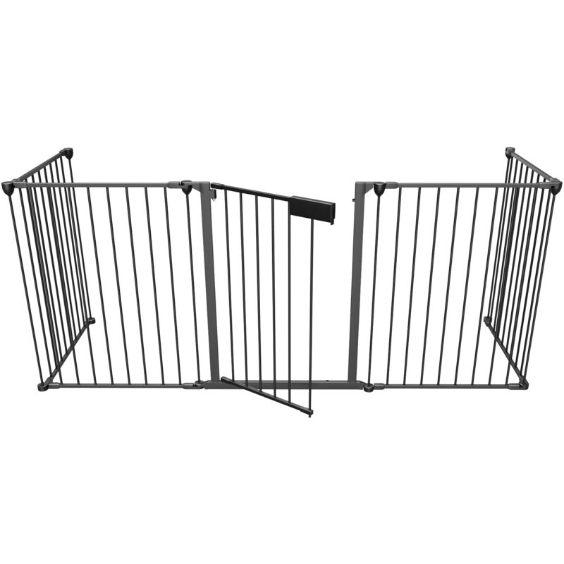 foto del prodotto vingo swanew cancello di sicurezza con 5 pannelli neri per protezione caminetto cancello di sicurezza 310x75cm per animali bambini cancello di