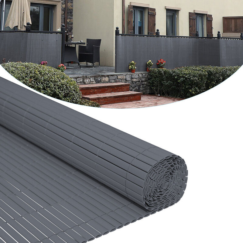 foto del prodotto vingo swanew canisse in pvc, schermo da giardino, piscine, recinzione in pvc resistente ai raggi uv grigio 80 x 500cm