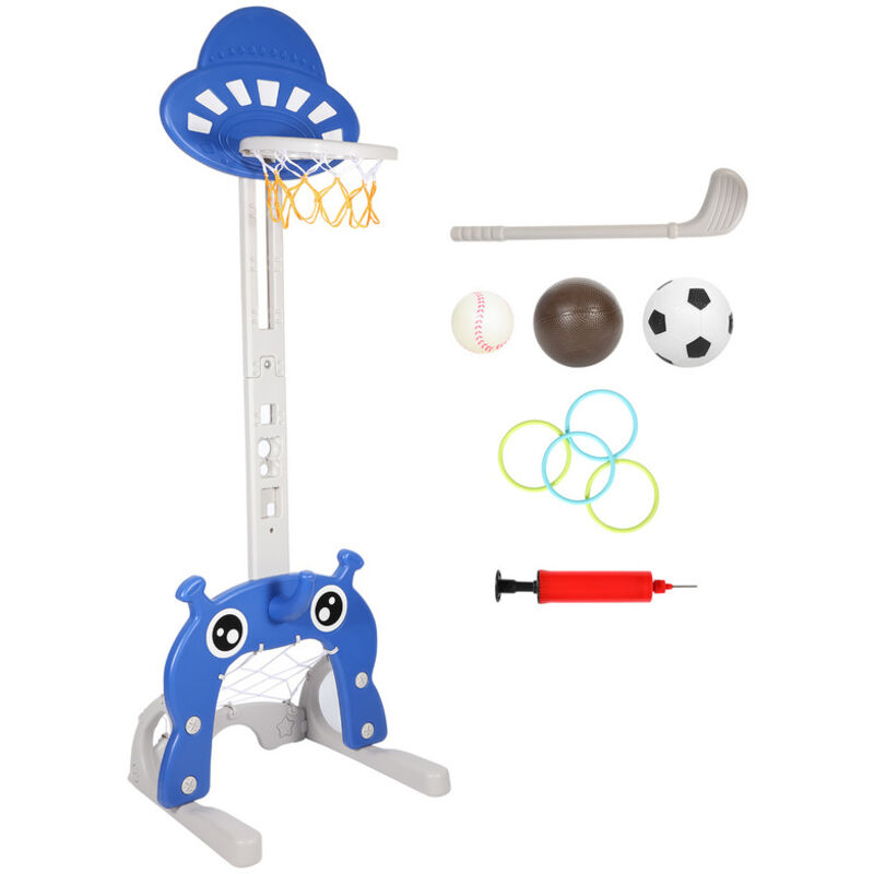 foto del prodotto vingo swanew cestino 4 in 1 per bambini pallone da basket, calcio, lancio dell anello e pallina da golf, blu, adatto a bambini dai 3 anni in su.