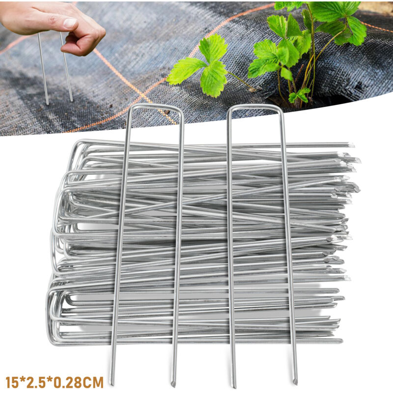 foto del prodotto vingo swanew confezione da 100 picchetti per tenda ancoraggio a terra giardino 150x25x2,8mm argento zincato