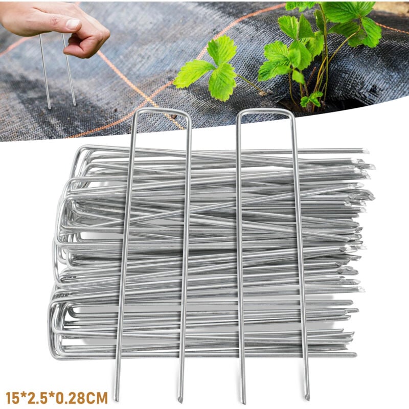 foto del prodotto vingo swanew confezione da 200 picchetti per tenda ancoraggio a terra giardino 150x25x2,8mm argento zincato