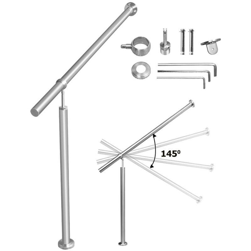 foto del prodotto vingo swanew corrimano in acciaio inox per scale esterne interne angolo regolabile per il montaggio a parete 120 cm