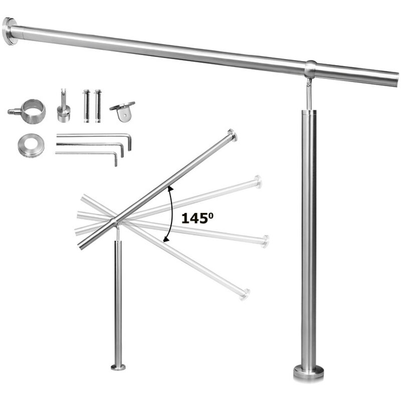 foto del prodotto vingo swanew corrimano in acciaio inox per scale esterne interne angolo regolabile per il montaggio a parete 150 cm