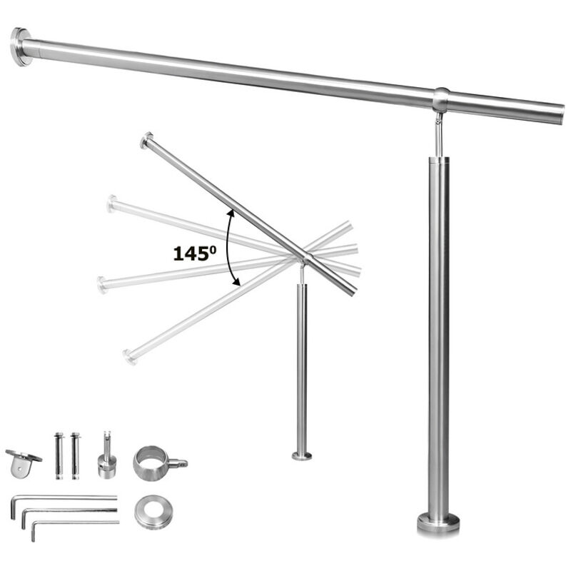 foto del prodotto vingo swanew corrimano in acciaio inox per scale esterne interne angolo regolabile per il montaggio a parete 160 cm