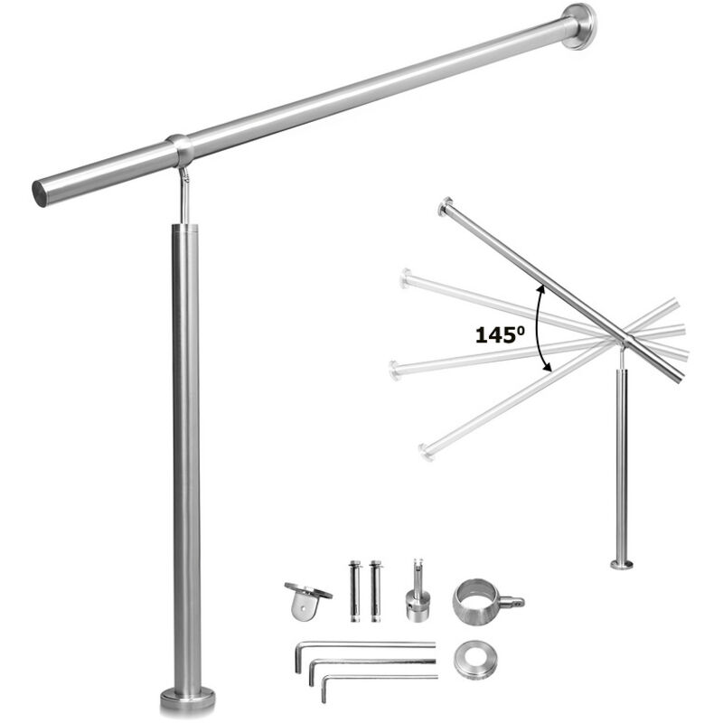 foto del prodotto vingo swanew corrimano in acciaio inox per scale esterne interne angolo regolabile per il montaggio a parete 180 cm