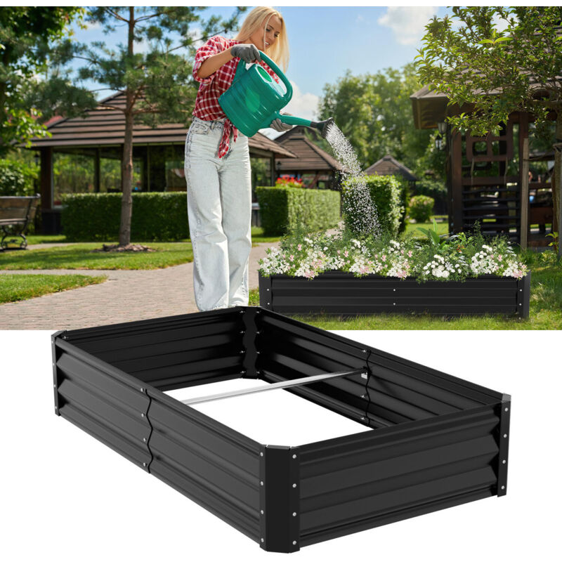 foto del prodotto vingo swanew fioriera rialzata aiuola da giardino rialzata 160x90x30 cm piante jardiniere nero