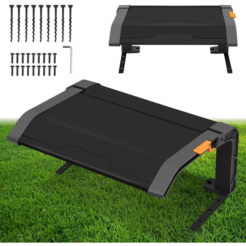 foto del prodotto vingo swanew garage per tosaerba tetto pieghevole tetto grigio nero struttura in acciaio nero garage per tosaerba protezione esterna 72x56x36 cm