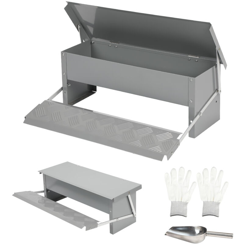 foto del prodotto vingo swanew mangiatoia automatica per galline 5kg con pedale, sportello, coperchio stagno, cucchiaio inox e guanti