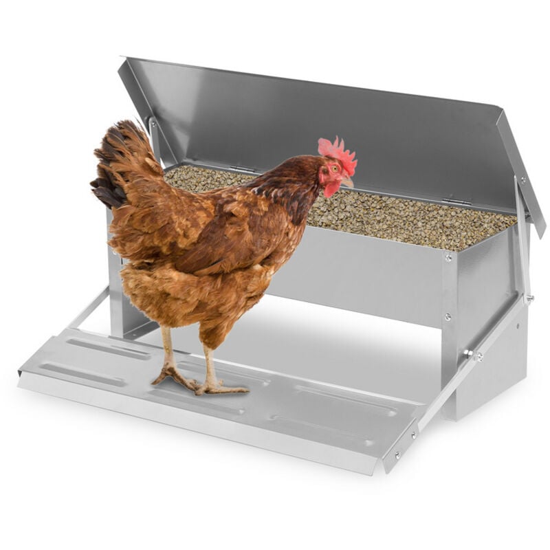 foto del prodotto vingo swanew mangiatoia automatica per polli 5kg, acciaio zincato con pedale, antispreco