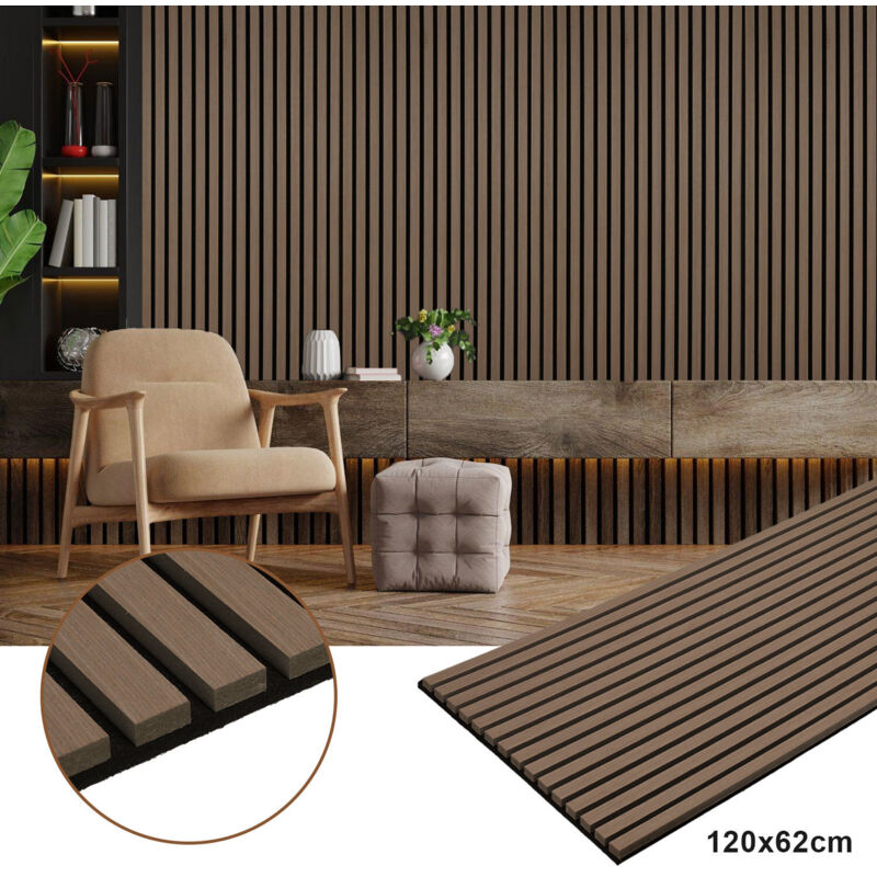 foto del prodotto vingo - swanew pannello acustico a parete pannelli moderni a parete in legno impiallacciato e feltro pannelli a parete in mdf 2x 120x60x2,1cm noce