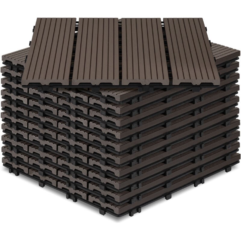 foto del prodotto vingo swanew piastrelle per terrazza in wpc 30x30 cm, piastrelle per balcone da 2 mq, piastrella a clic, marrone scuro, 22 pezzi