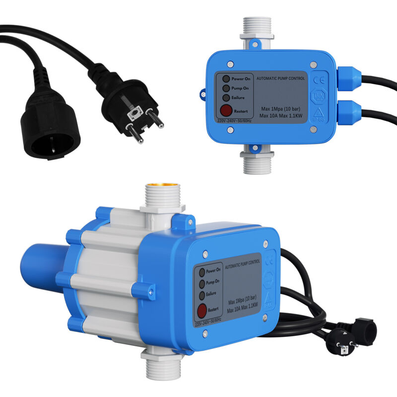 foto del prodotto vingo swanew pressostato da giardino regolatore di pressione pompa 10 bar max 1,1kw con cavo blu