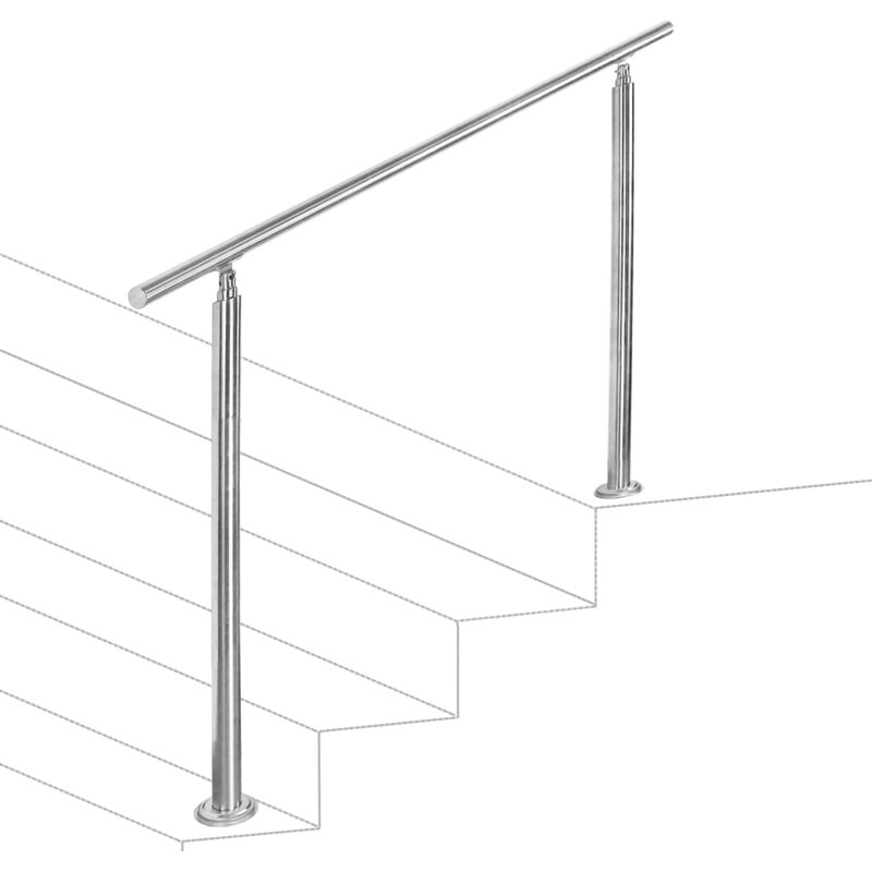 foto del prodotto vingo swanew ringhiera in acciaio inox per scale esterne set giardino balcone balaustra 160 cm, 0 traverse 