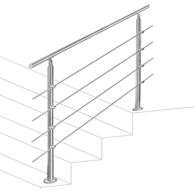 foto del prodotto vingo swanew ringhiera in acciaio inox per scale esterne set giardino balcone balaustra 160 cm, 4 traverse 