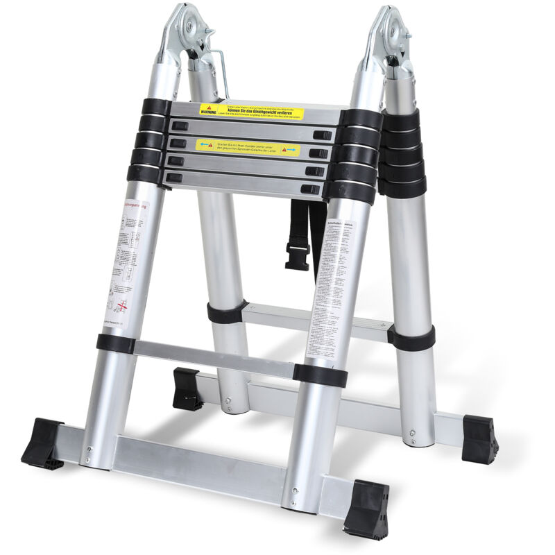 foto del prodotto vingo swanew scala telescopica portatile multifunzione in alluminio pieghevole da 1,9m 1,9m con borsa da trasporto e guanti, carico massimo 150kg