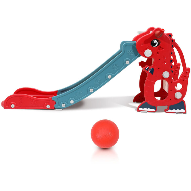 foto del prodotto vingo swanew scivolo per bambini baby 145 cm scivolo da giardino 4 in 1 scivolo basket rosso