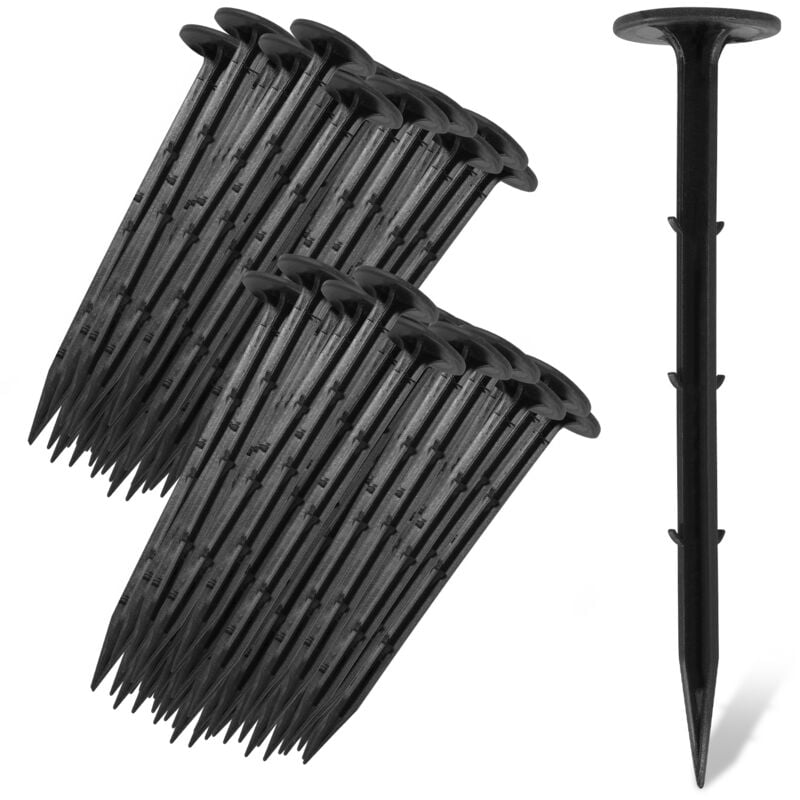 foto del prodotto vingo swanew set di 200 1000 picchetti di ancoraggio a terra in plastica. l.16cm. nero. tenda. graffetta per prato 400pz