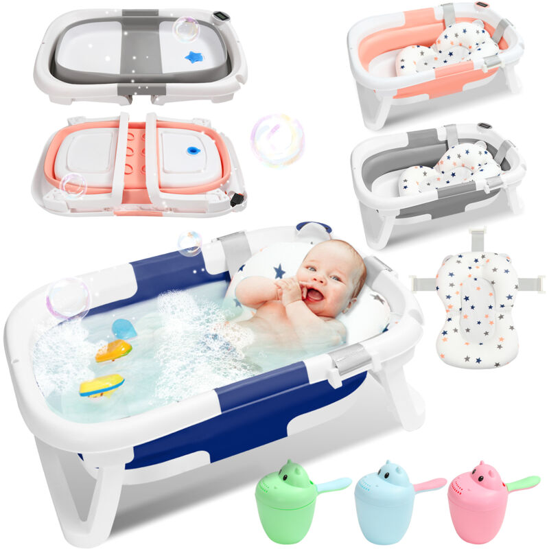 foto del prodotto vingo swanew vaschetta da bagno pieghevole con termometro e cuscino da bagno vaschetta da bagno pieghevole vaschetta da bagno grigio
