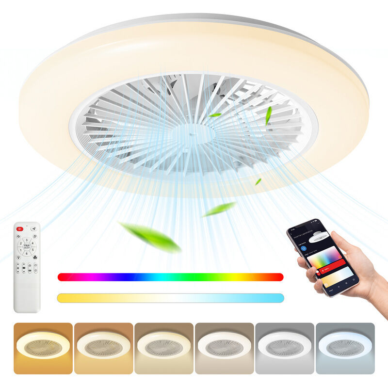foto del prodotto vingo swanew ventilatore a soffitto led con illuminazione e telecomando ventilatore dimmerabile 49cm