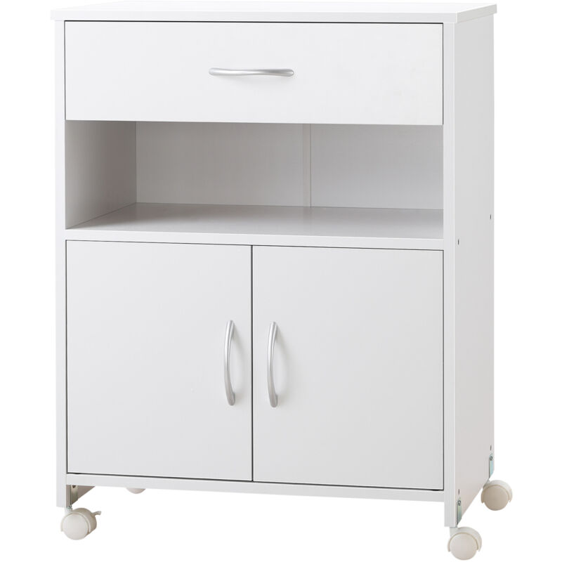 foto del prodotto vinsetto mobile porta stampante cassetto armadietto e 4 ruote 60x39x80cm bianco