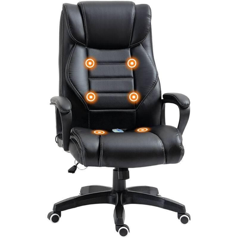 foto del prodotto vinsetto - poltrona ergonomica da ufficio in similpelle nera a 6 punti vibranti