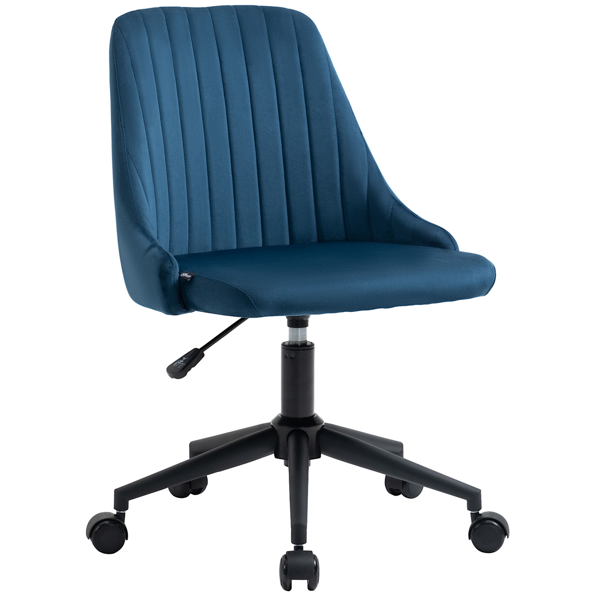 foto del prodotto vinsetto sedia da scrivania girevole ergonomica con rotelle ed altezza regolabile, sedia da ufficio in tessuto effetto velluto, blu aosom italy