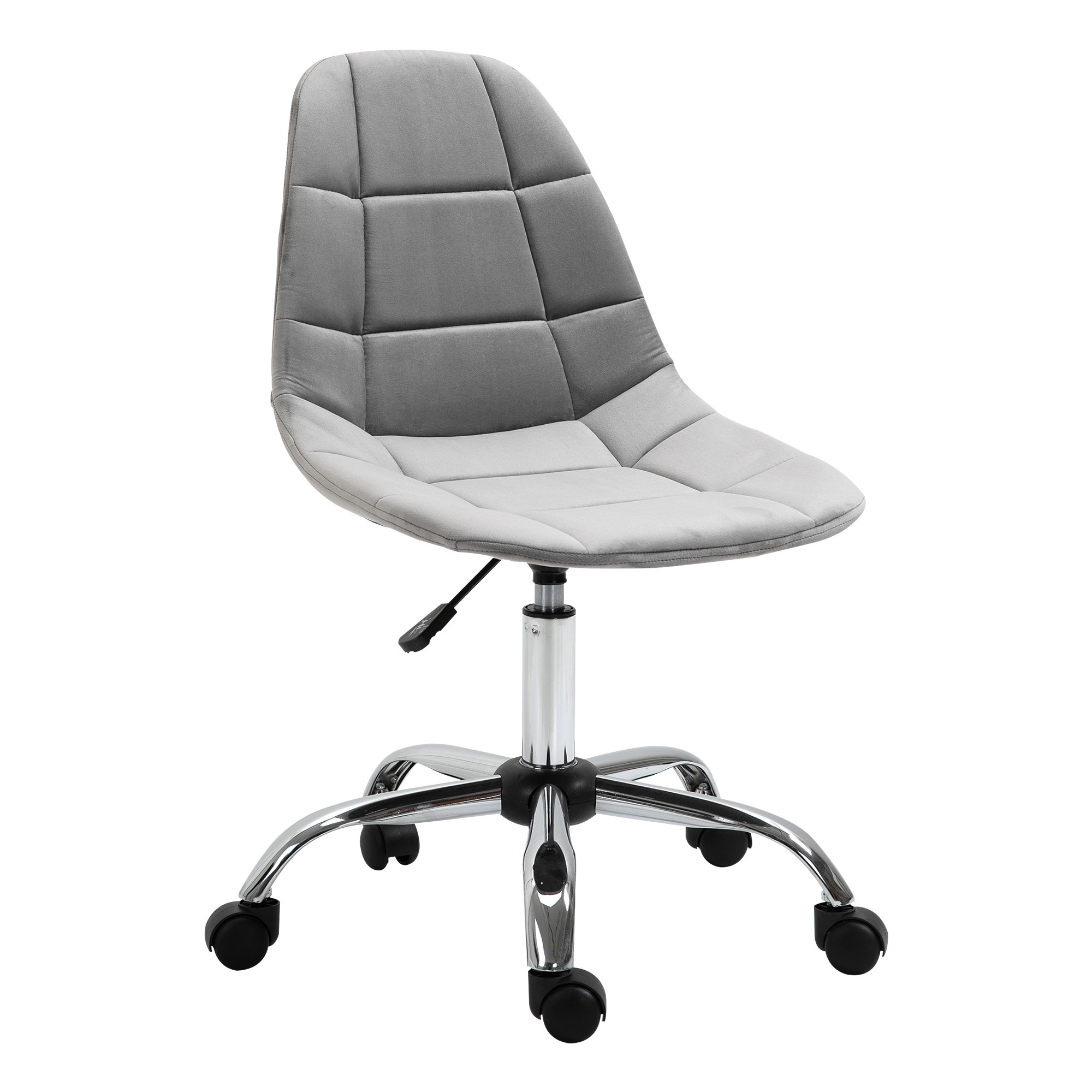 foto del prodotto vinsetto sedia da ufficio con rotelle girevole ergonomica, altezza regolabile, senza braccioli, in tessuto effetto velluto, grigio aosom