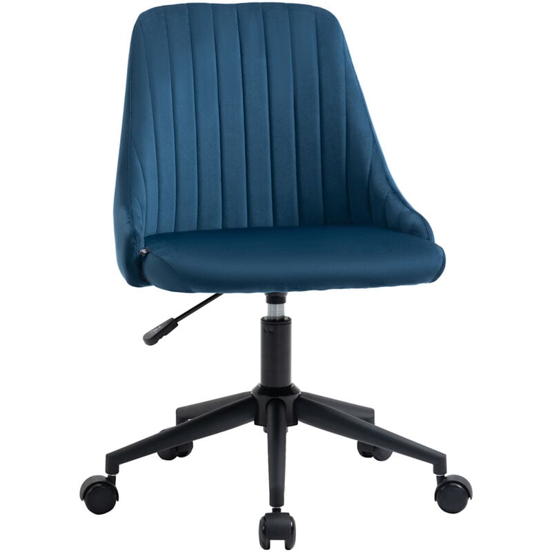 foto del prodotto vinsetto sedia da ufficio girevole 360 in velluto blu altezza regolabile