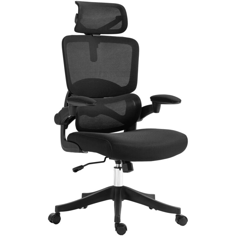 foto del prodotto vinsetto - sedia ergonomica con braccioli regolabili e supporto lombare nera