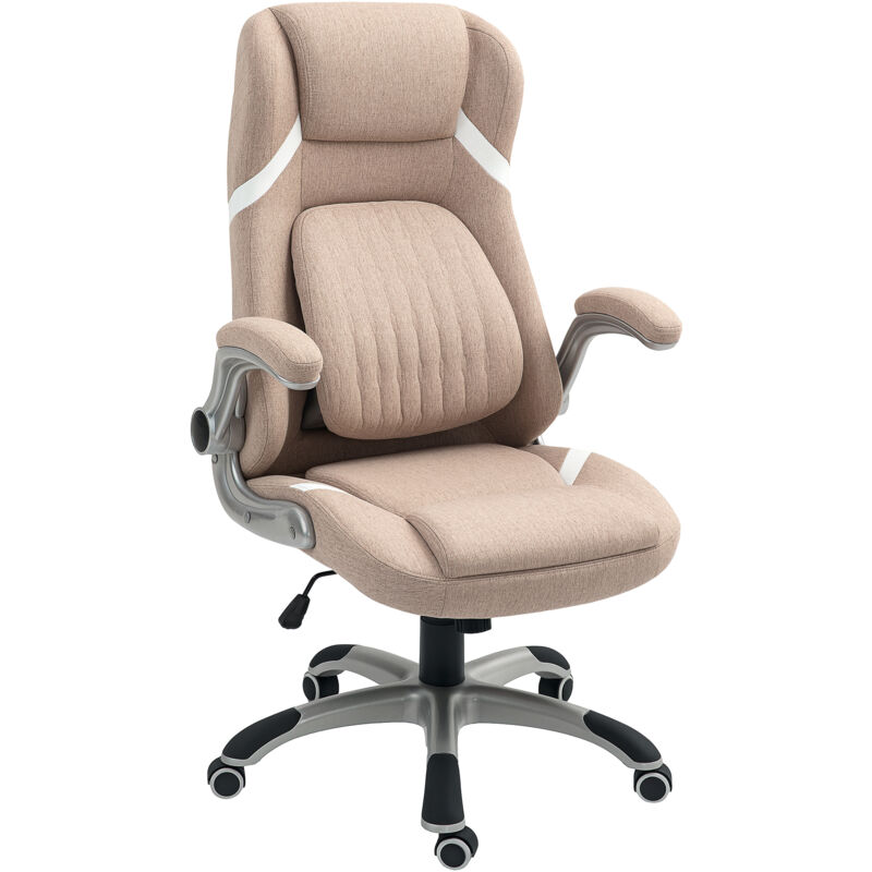 foto del prodotto vinsetto sedia ergonomica girevole da ufficio in tessuto effetto lino marrone