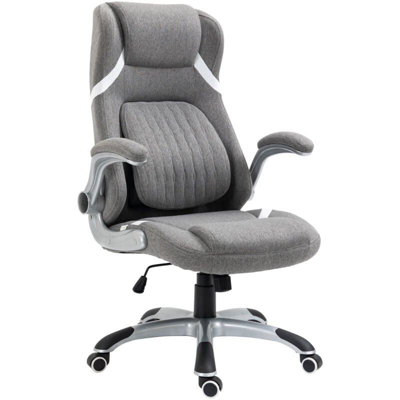 foto del prodotto vinsetto sedia ergonomica girevole in tessuto traspirante effetto lino grigia