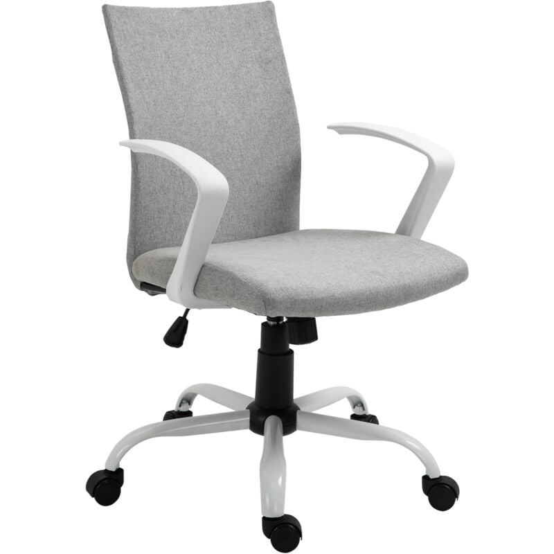 foto del prodotto vinsetto sedia ergonomica girevole sedia per scrivania in tessuto grigio chiaro