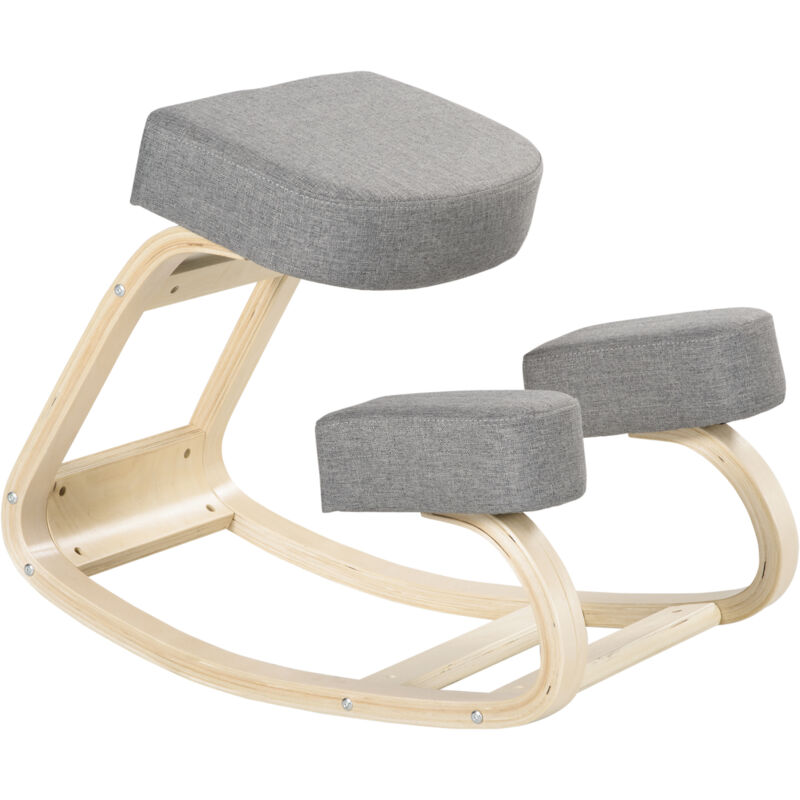 foto del prodotto vinsetto sedia inginocchiatoio design ergonomico con cuscino imbottito grigia