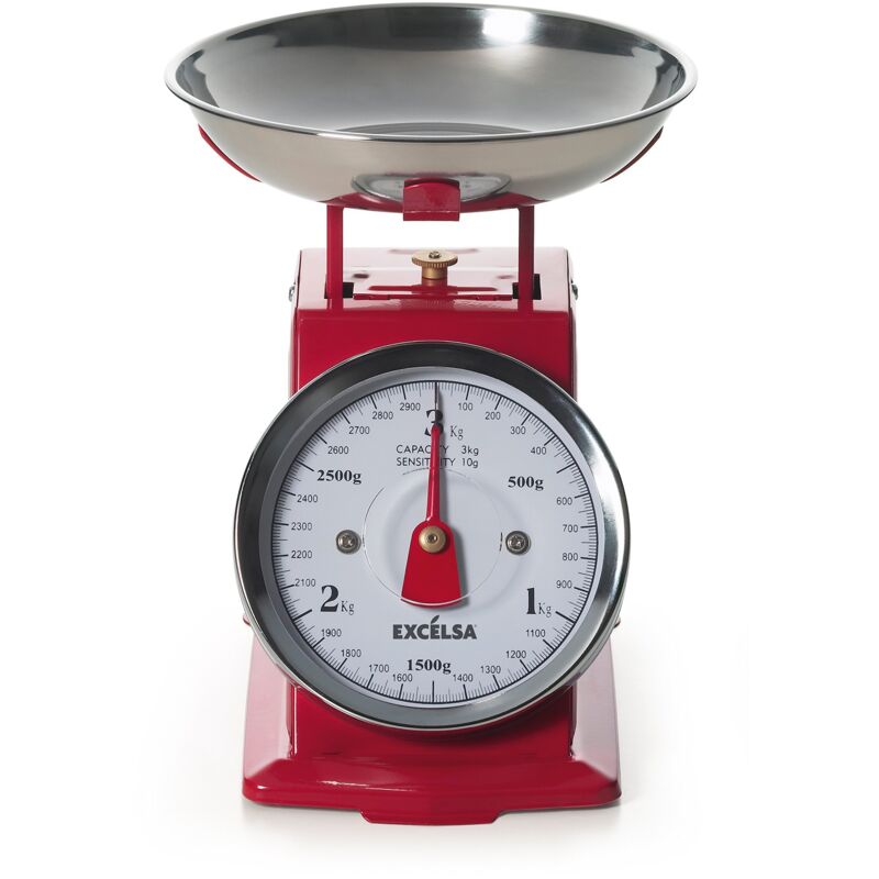 foto del prodotto vintage bilancia meccanica, acciaio, rossa, sensibilit , 3 kg 10 g excelsa
