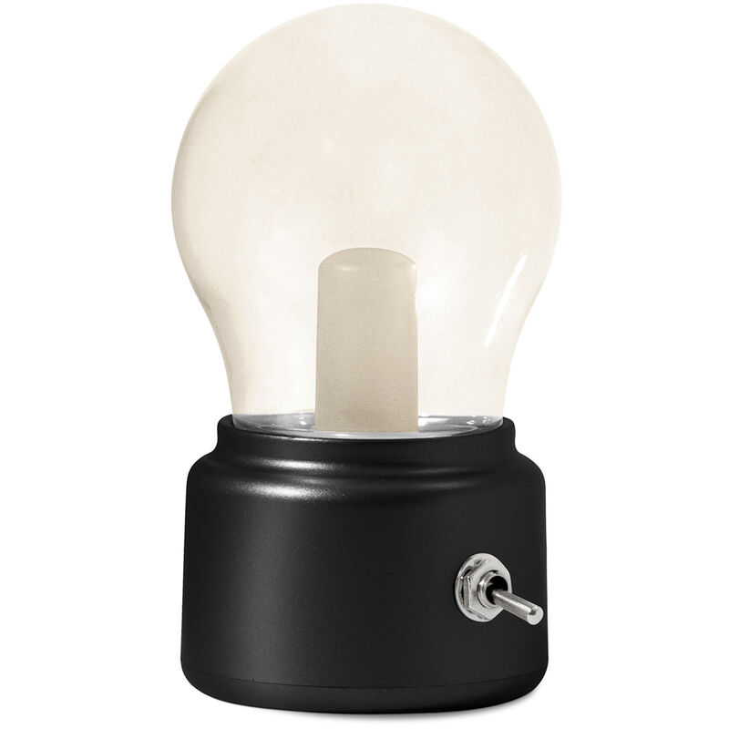 foto del prodotto vintage lampada portatile ricaricabile nero abs, cristallo nero