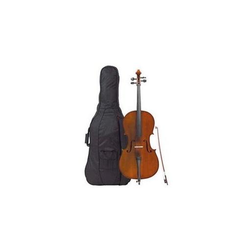 foto del prodotto violoncello 3 4 completo di fodero in nylon, tracolla, tasche, archetto, ponte.