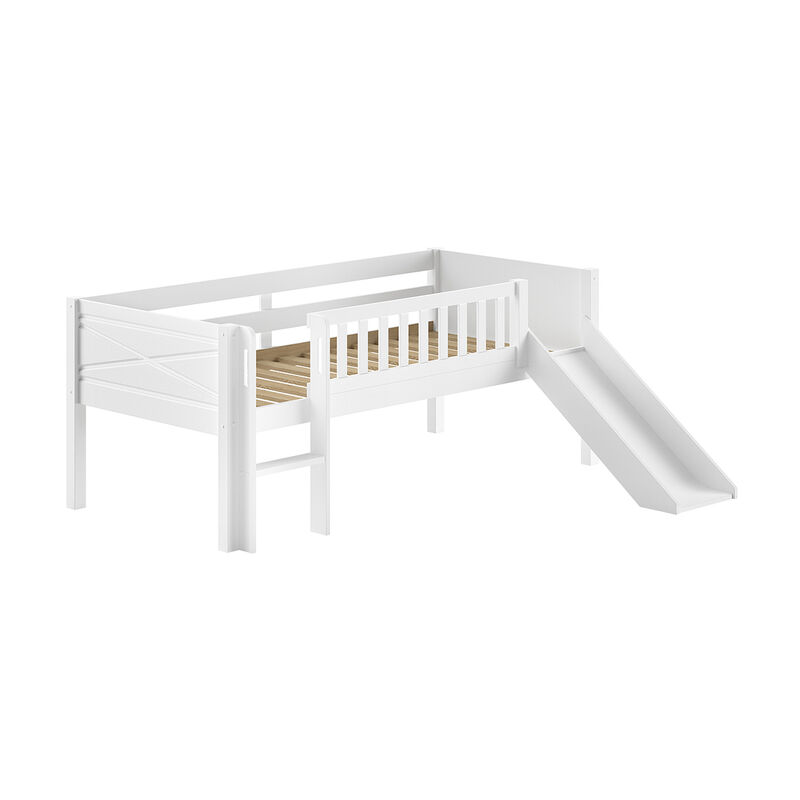 foto del prodotto vipack scott 90x200, letto a mezza altezza con slitta e base bianco
