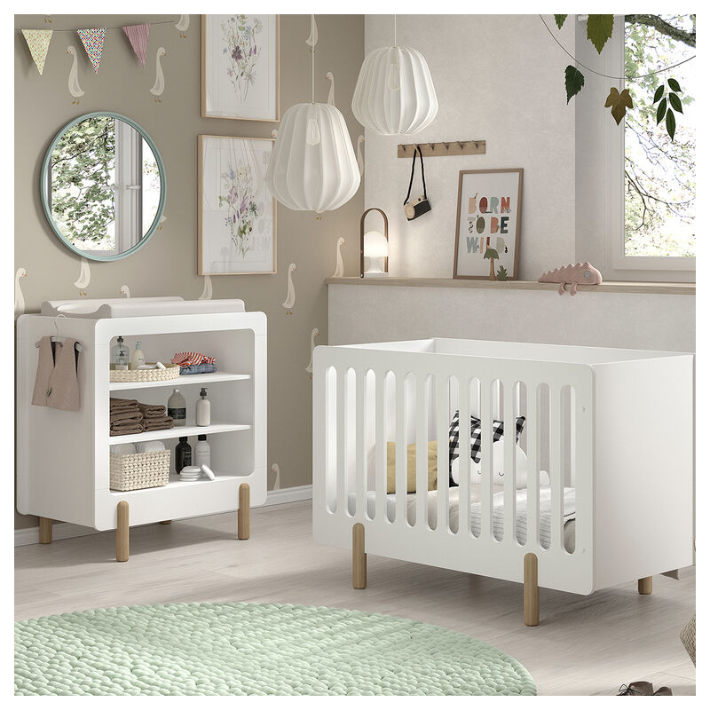 foto del prodotto vipack smile lettino 60x120 e fasciatoio bianco